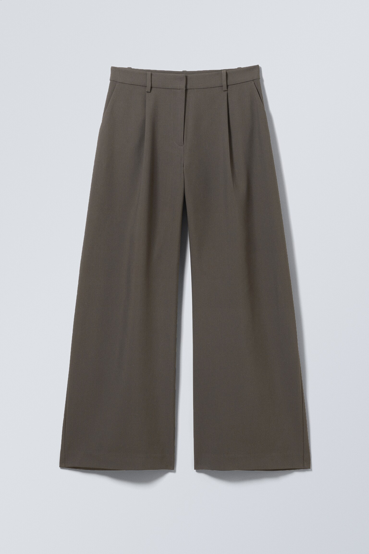 Low Waist Wide Suiting Trousers - Dark Mole/Black/Tmavá khaki zelená/Striped Dark Grey