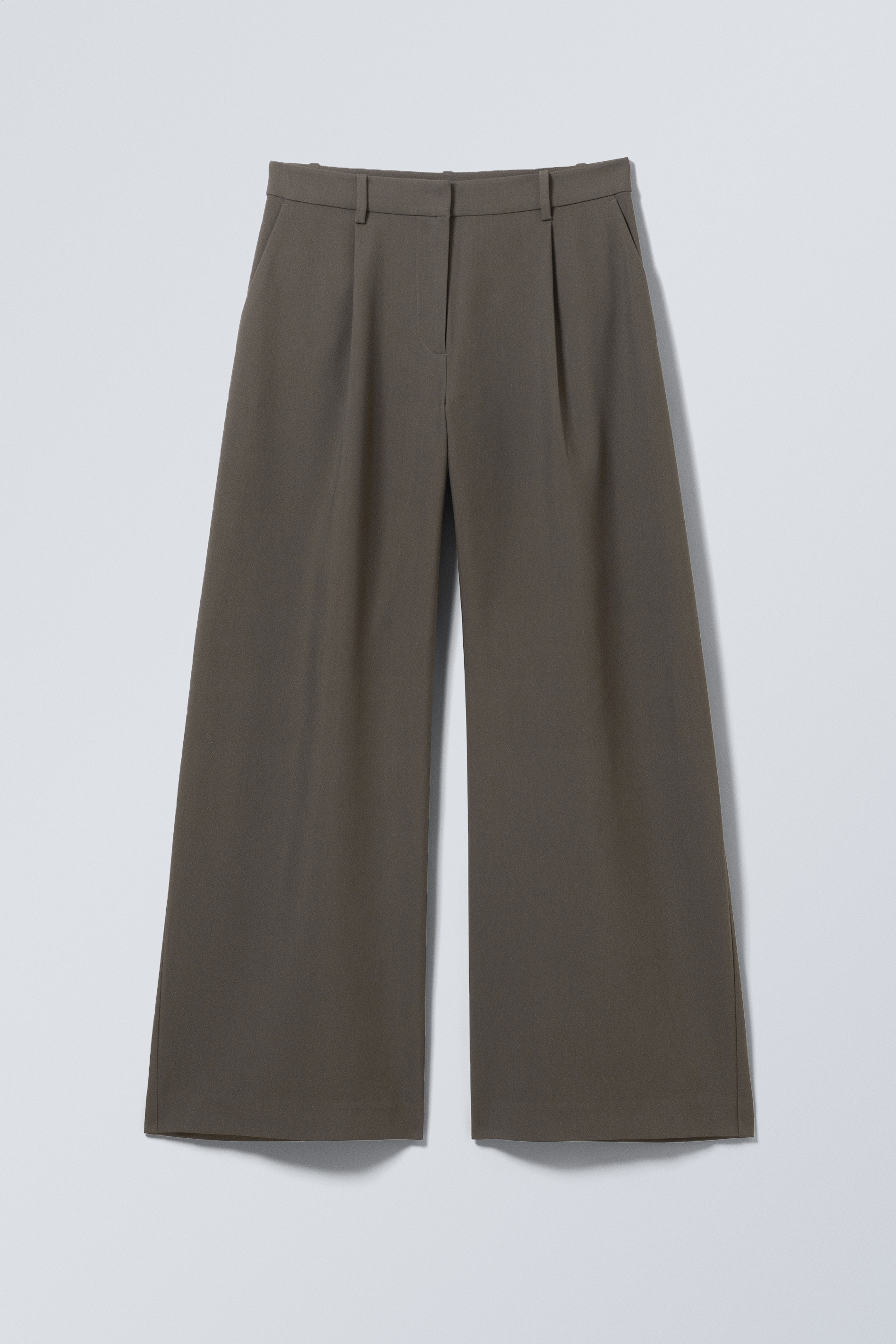 Ver imagen más grande: Pantalón sastre ancho de tiro bajo - Topo oscuro - MUJER | H&M ES 1