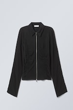 Noir - Chemise zippée froncée Gale - 0