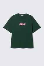 Dark Green - Fntsy - Great Boxy Printed Graphic Tee - 0