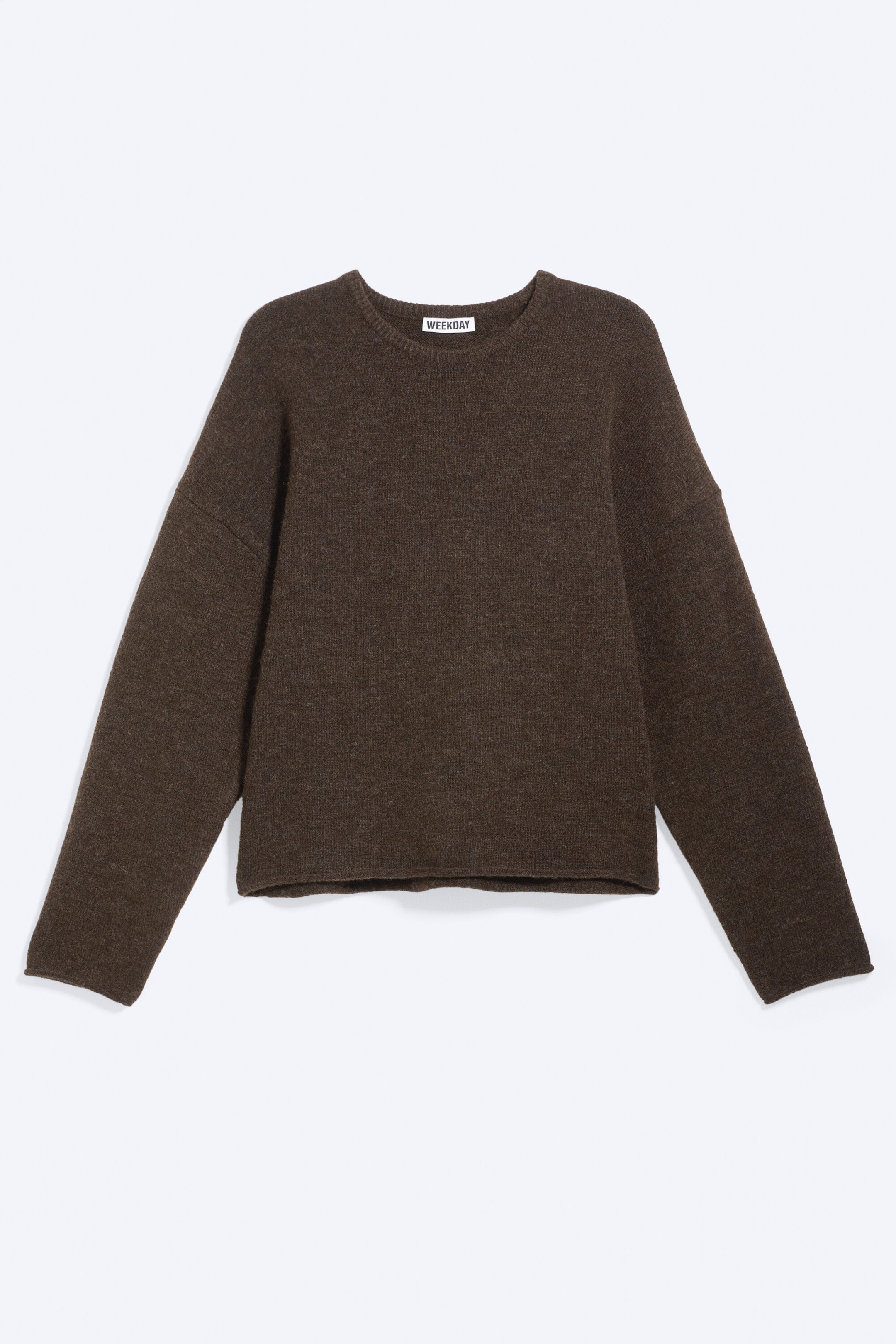 Dark Brown Melange - Boxy Knitted Jumper - 6