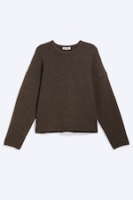 Dark Brown Melange - Boxy Knitted Jumper - 6