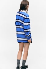 Striped Blue - Long-Sleeved Rugby Mini Dress - 2
