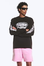 Schwarz - Lässiges Longsleeve mit Grafikdruck - 0