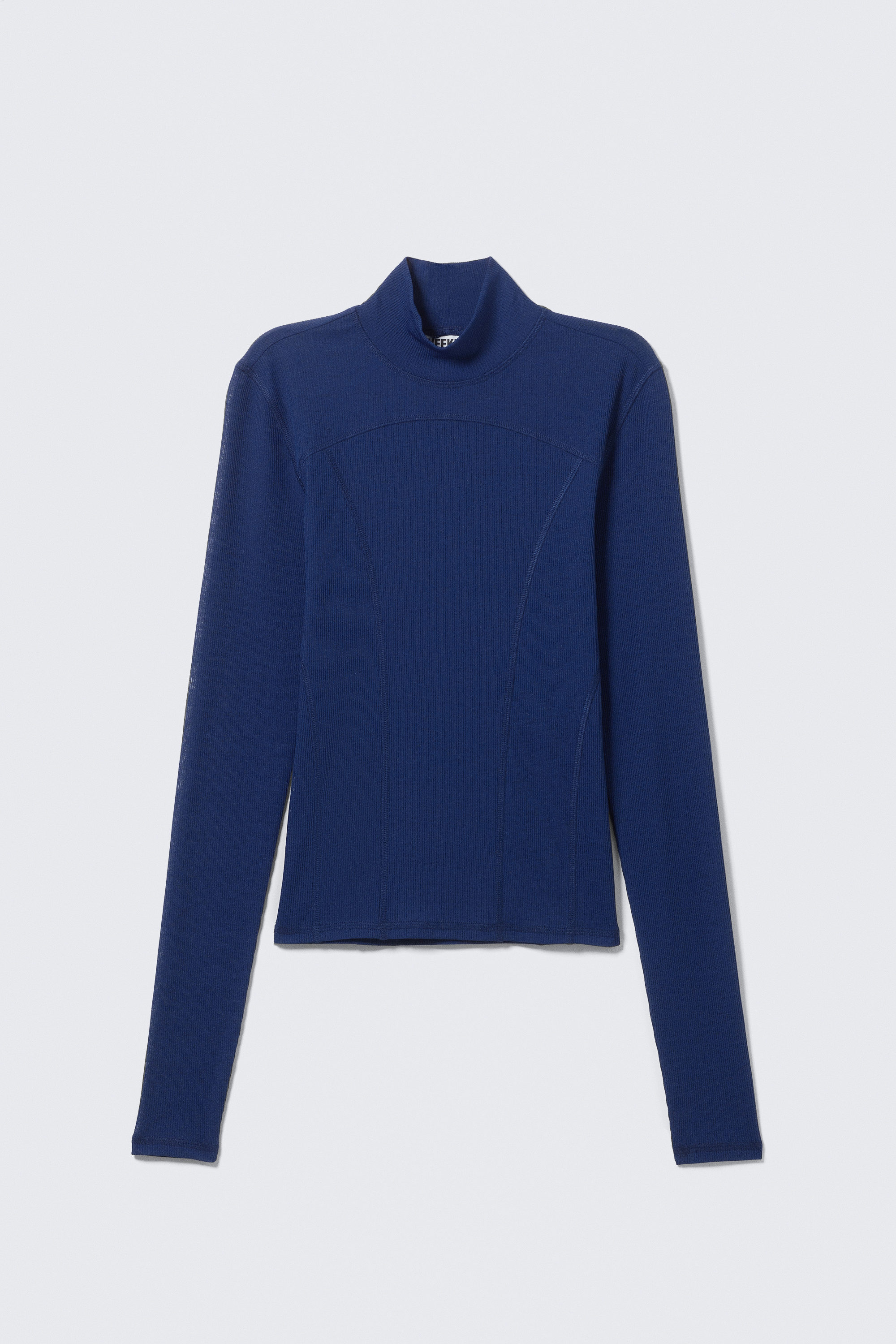 Leuchtendes Blau - Langärmliges Mesh-Oberteil mit Stehkragen - 1