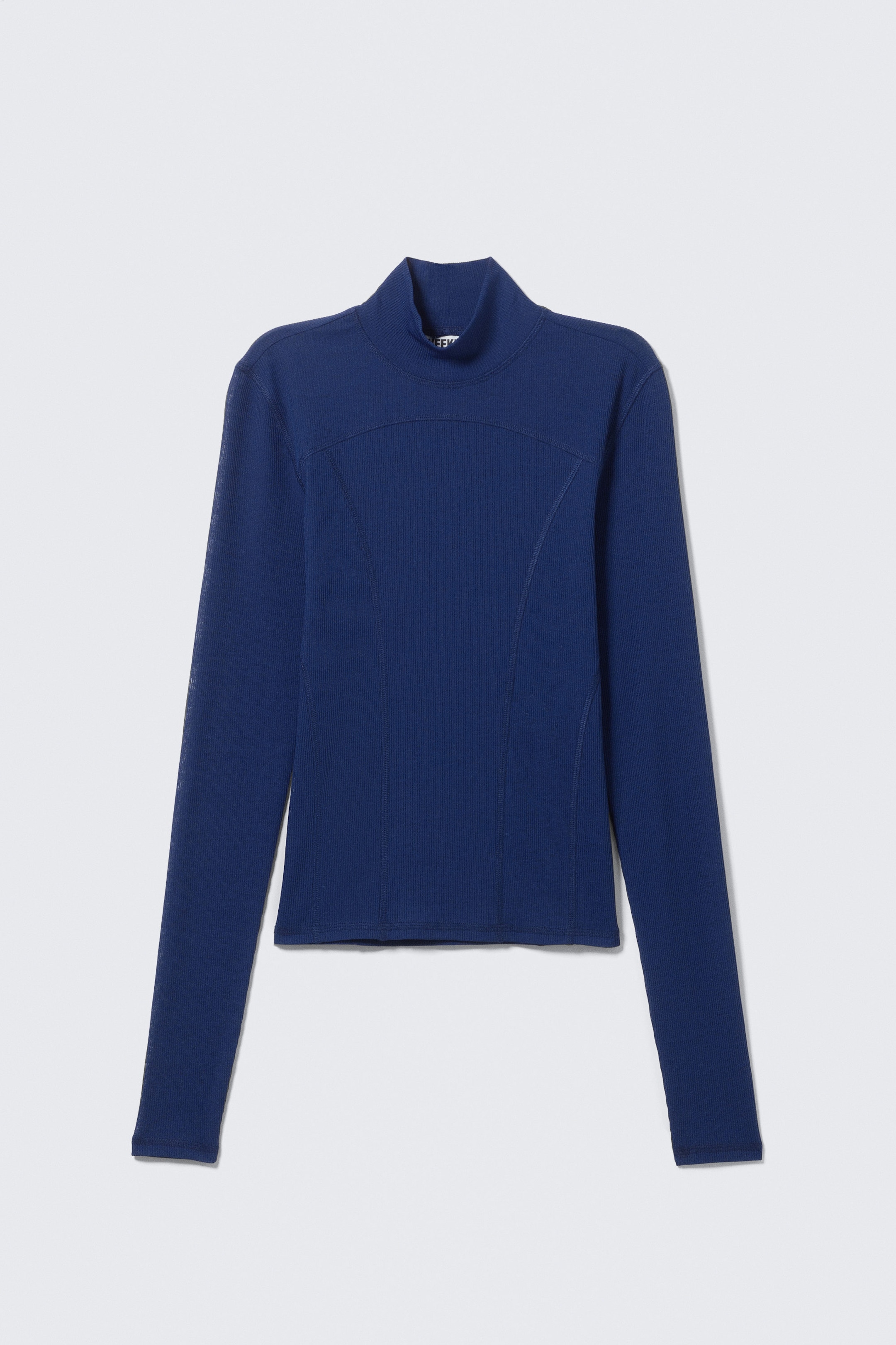Bright Blue - Long-Sleeved Mesh Mock-Neck Top - 3