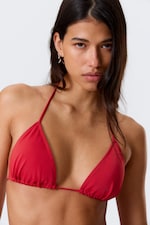 Bright Red - Tie Triangle Bikini Top - 2