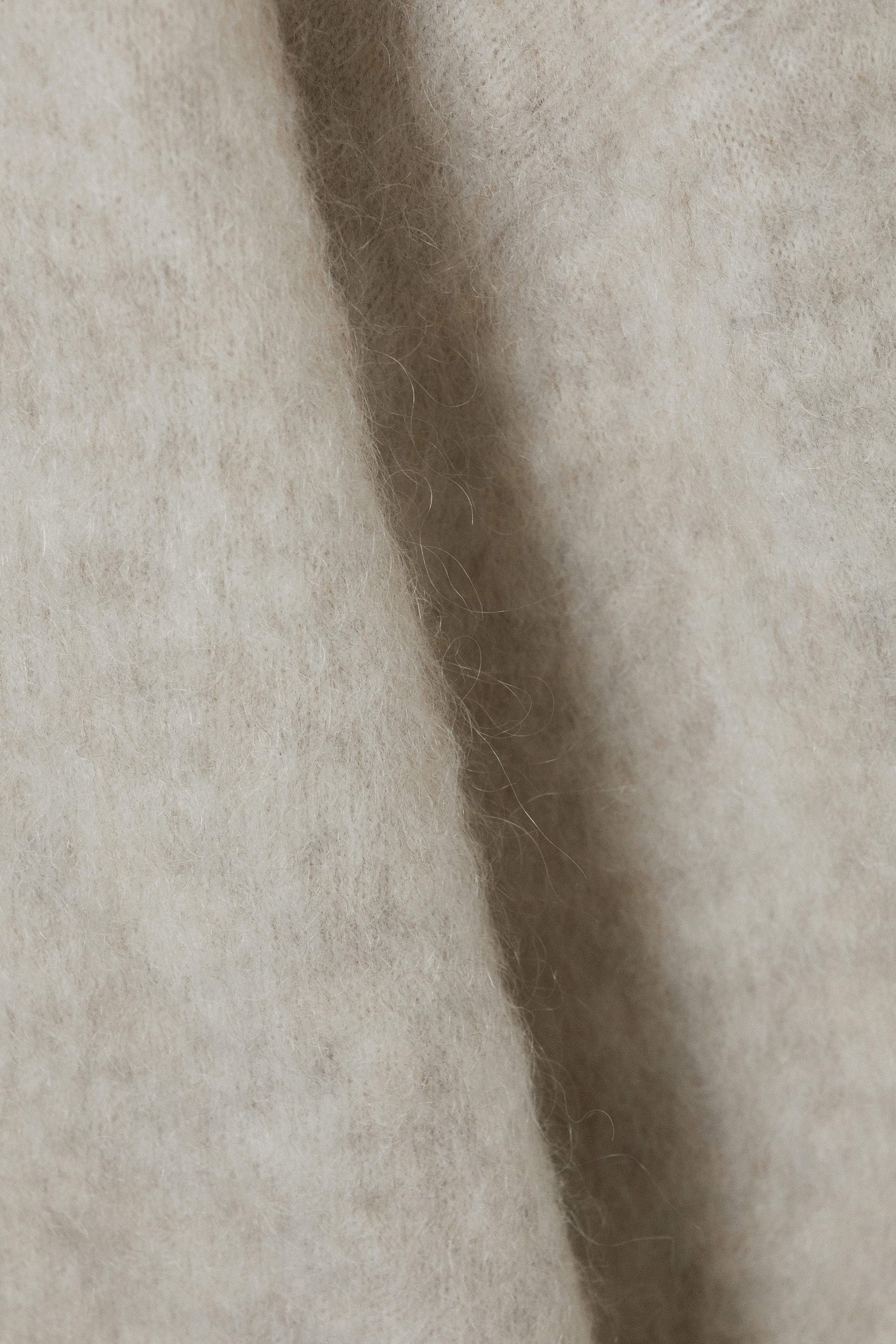 Beige - Oversized Knitted Mohair Blend Sweater - 4