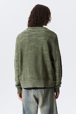 Structured Dark Green - Oversized gebreide katoenen trui met grafische print - 3