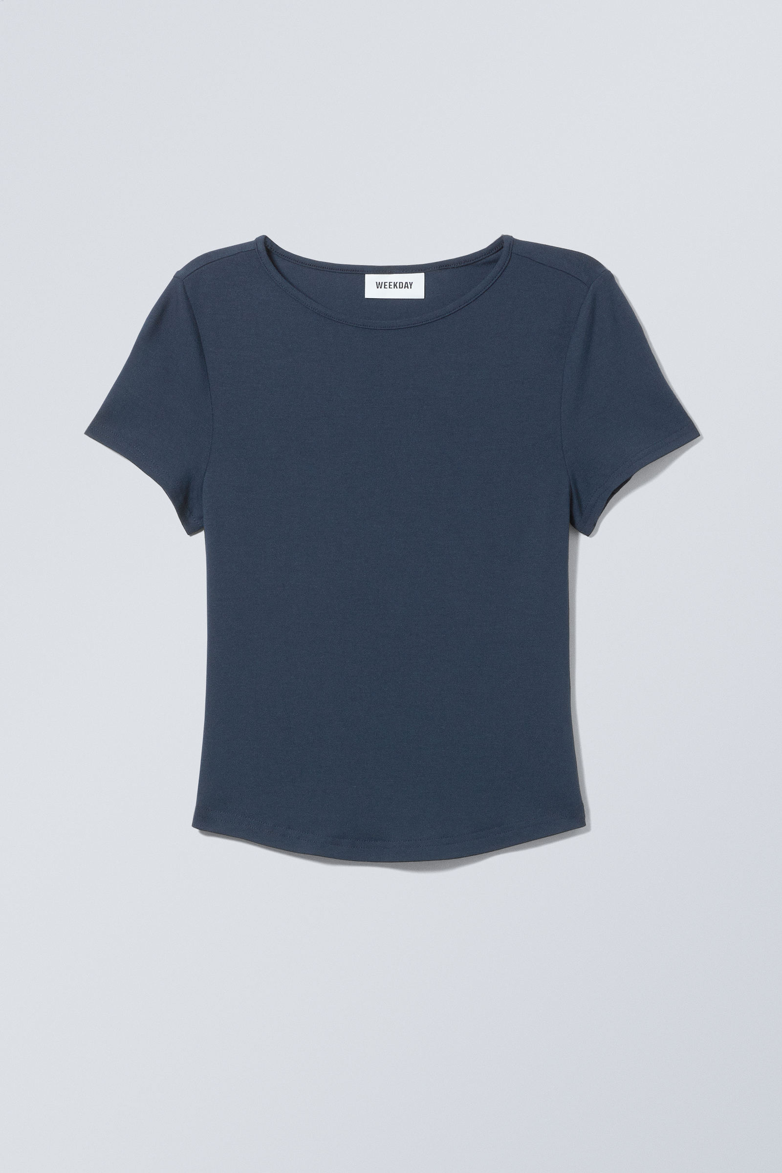 curved hem fitted modal t-shirt - Dark Blue | Weekday WW