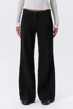 Black - Mid Rise Flared Suiting Trousers - 1