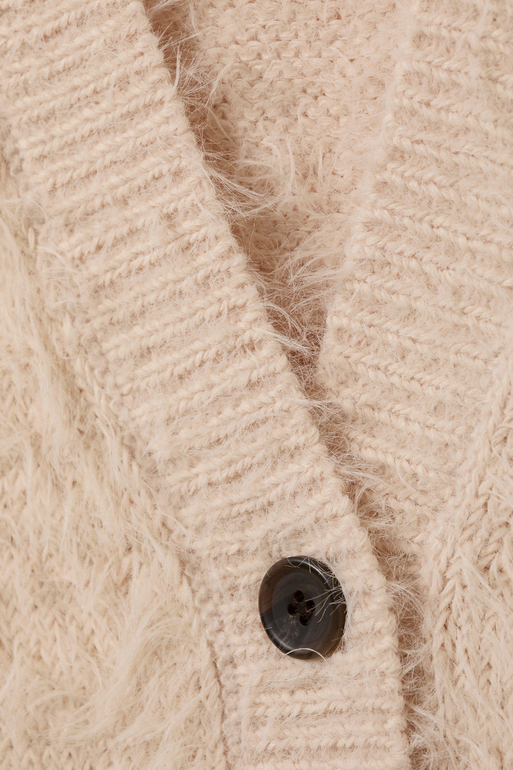 Beige - Cardigan oversize à col en V - 4