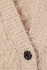 Beige - Oversized V-ringad cardigan - 4