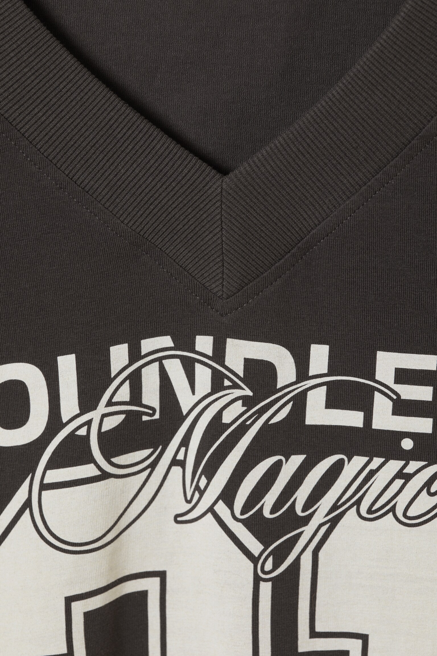 Graphic V-Neck T-shirt - Black/Washed Brown - Boundless Magic - 4
