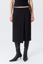 Schwarz - Mid-Waist-Bleistiftrock mit Schnallenverschluss - 2