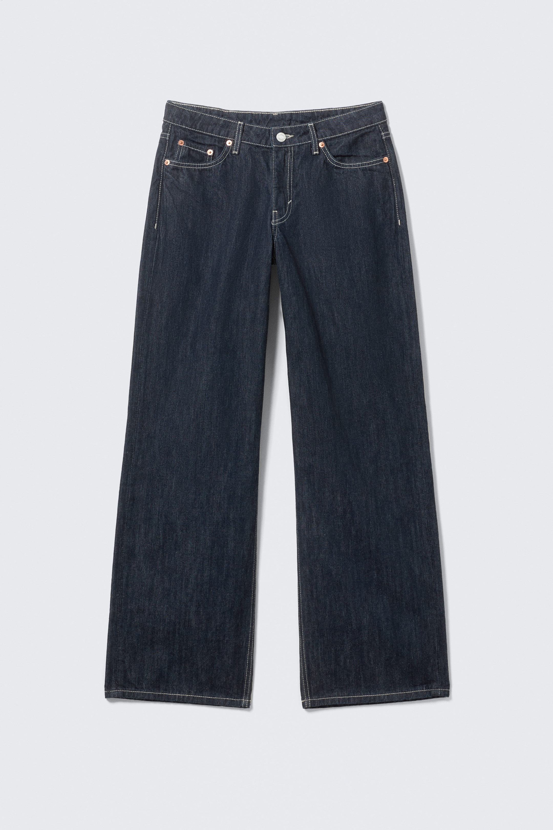 Blue Rinse - Dark Blue - Ample Low Rise Loose Wide Leg Jeans - 5