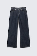 Blue Rinse - Dark Blue - Ample Low Rise Loose Wide Leg Jeans - 5