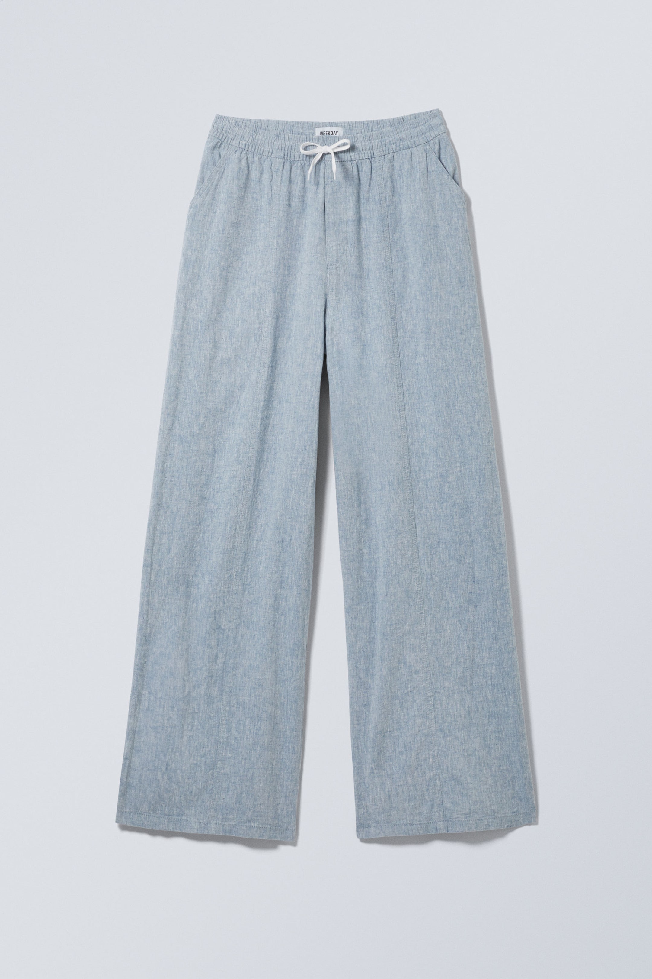 Dusty Blue Melange - Relaxed Linen Blend Trousers - 1