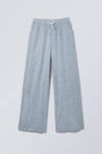 Dusty Blue Melange - Relaxed Linen Blend Trousers - 0