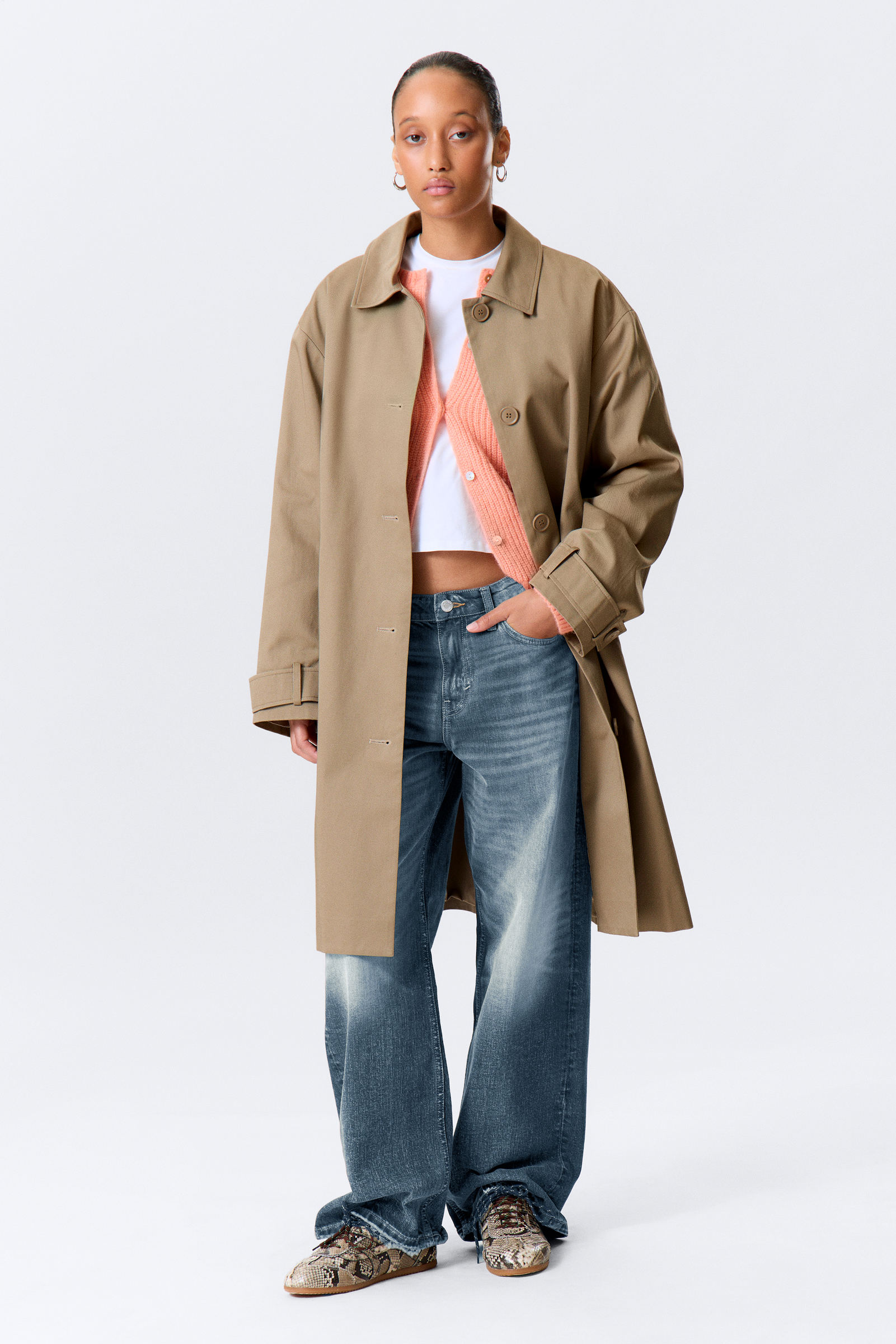 Monki Kvinno Dimmig Mullvad Avslappnad Enkelknäppt Car Coat