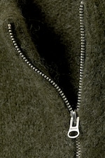 Dark Khaki Green - Slim Knitted Zip Cardigan - 1