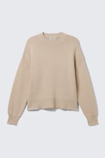 Beige - Relaxed Boxy Knitted Sweater - 4