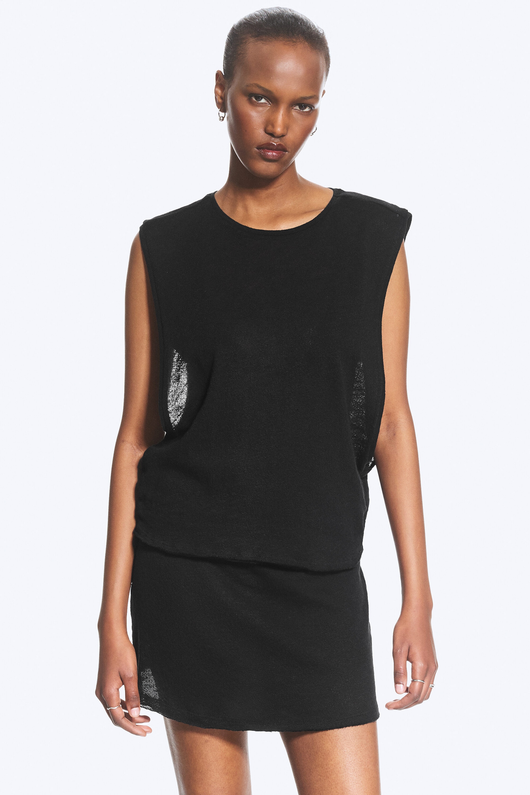 Black - Tanktop mit Raffungen - 1