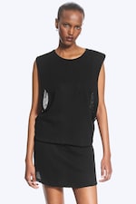 Black - Tanktop mit Raffungen - 0