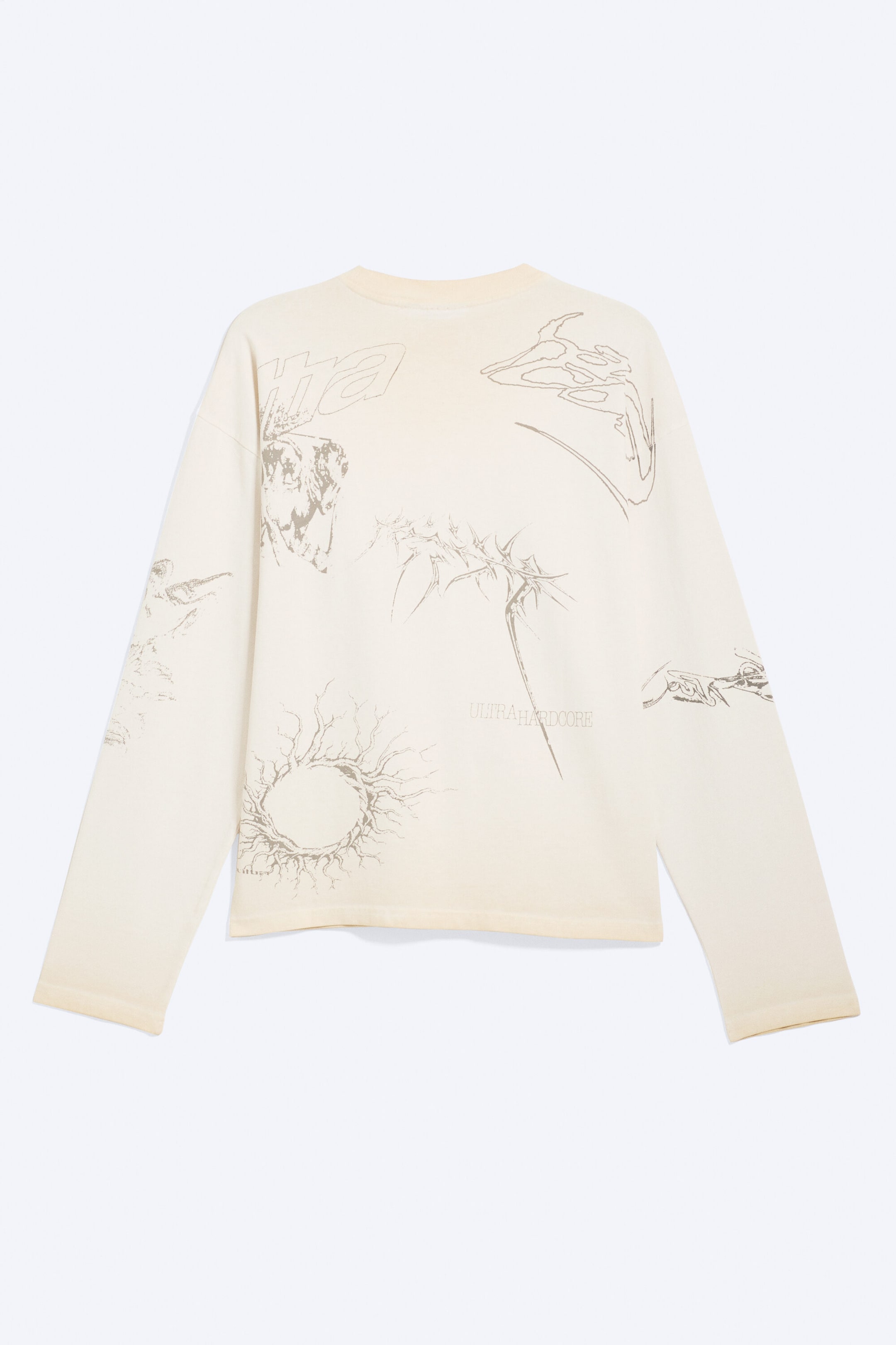 Helles Maulwurfsgrau - Skizze - Kastiges Langarmshirt mit Grafikprint - 4