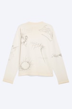 Helles Maulwurfsgrau - Skizze - Kastiges Langarmshirt mit Grafikprint - 4