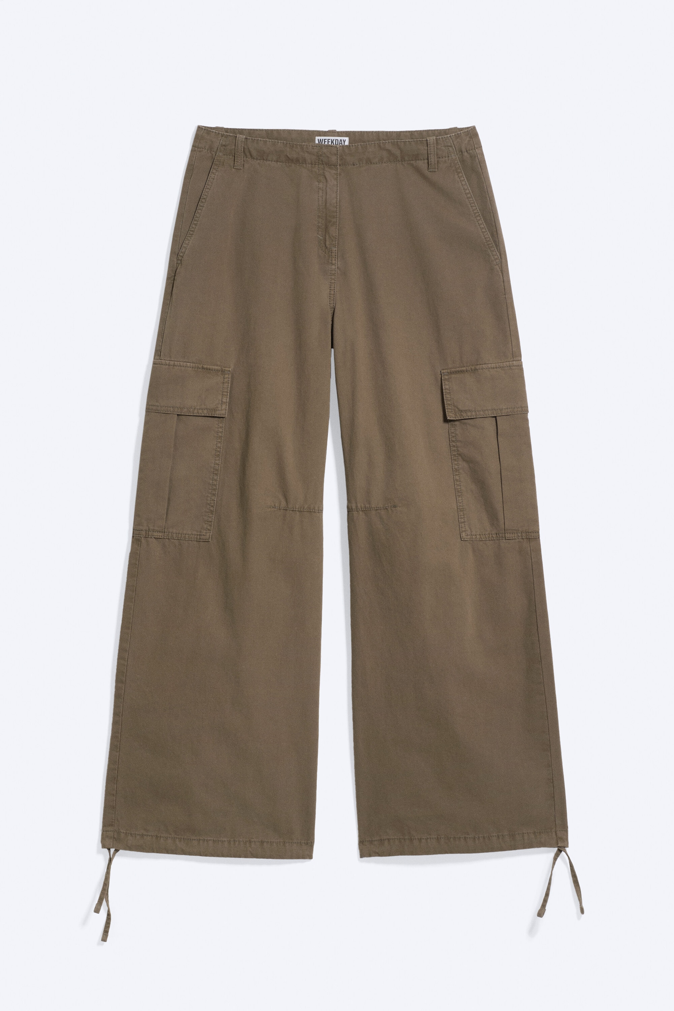 Dark Khaki - Low-Rise Baggy Cargo Trousers - 1