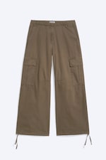 Dark Khaki - Low-Rise Baggy Cargo Trousers - 0
