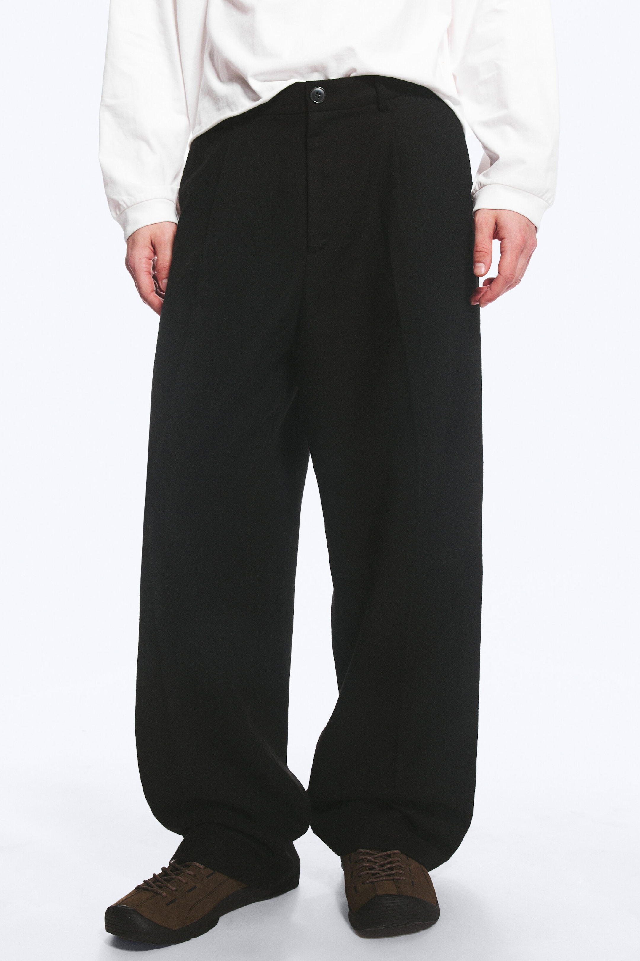 Black - Uno Loose Wool-Blend Suit Trousers - 2