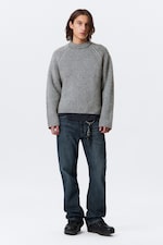 Gris clair bicolore - Pull bicolore en laine mélangée tricotée - 2