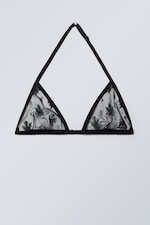 Black - Lace Halter Neck Bra - 0