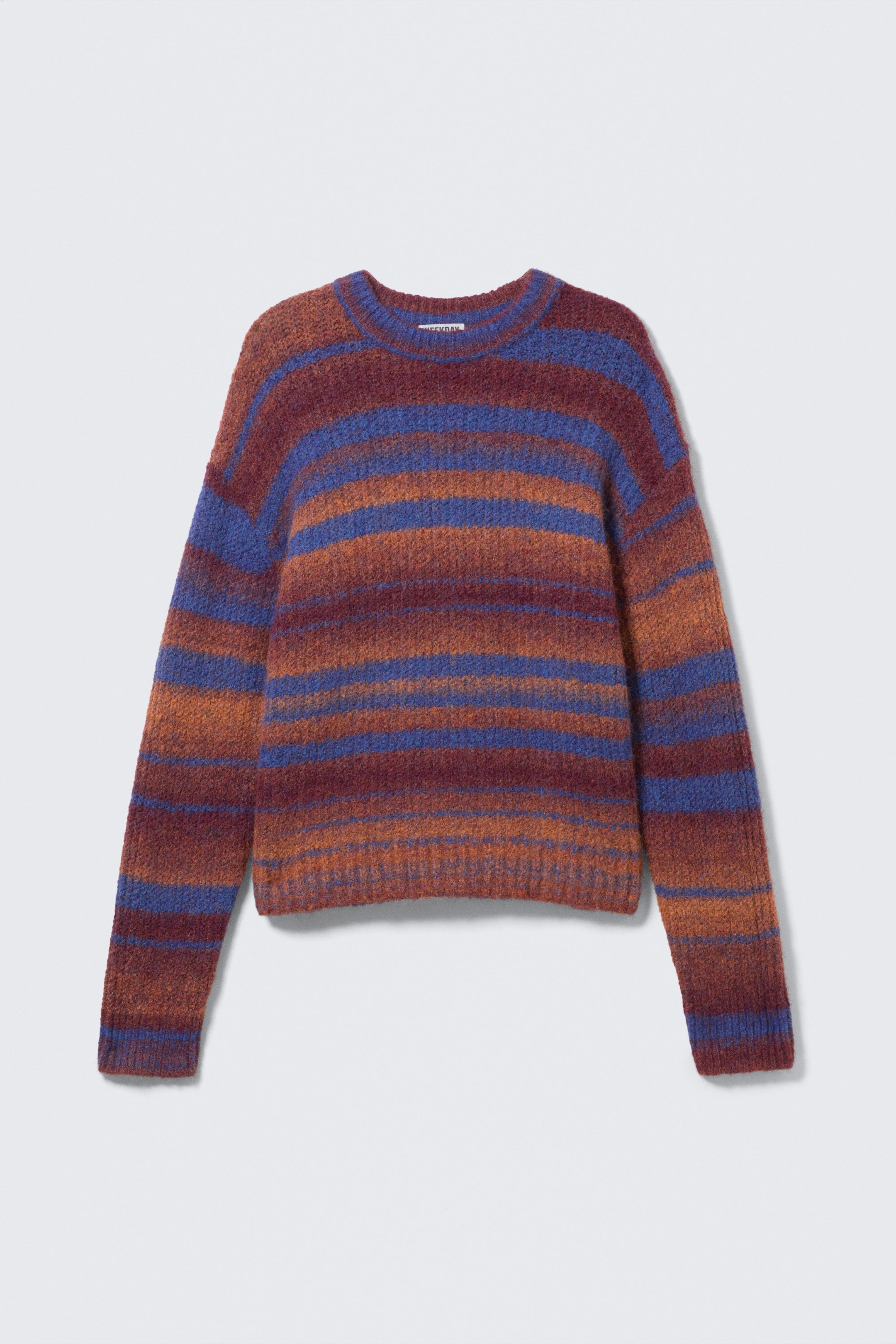 Orange Multi Stripe - Knitted Space Dye Crewneck Sweater - 4