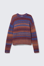 Orange Multi Stripe - Knitted Space Dye Crewneck Sweater - 4
