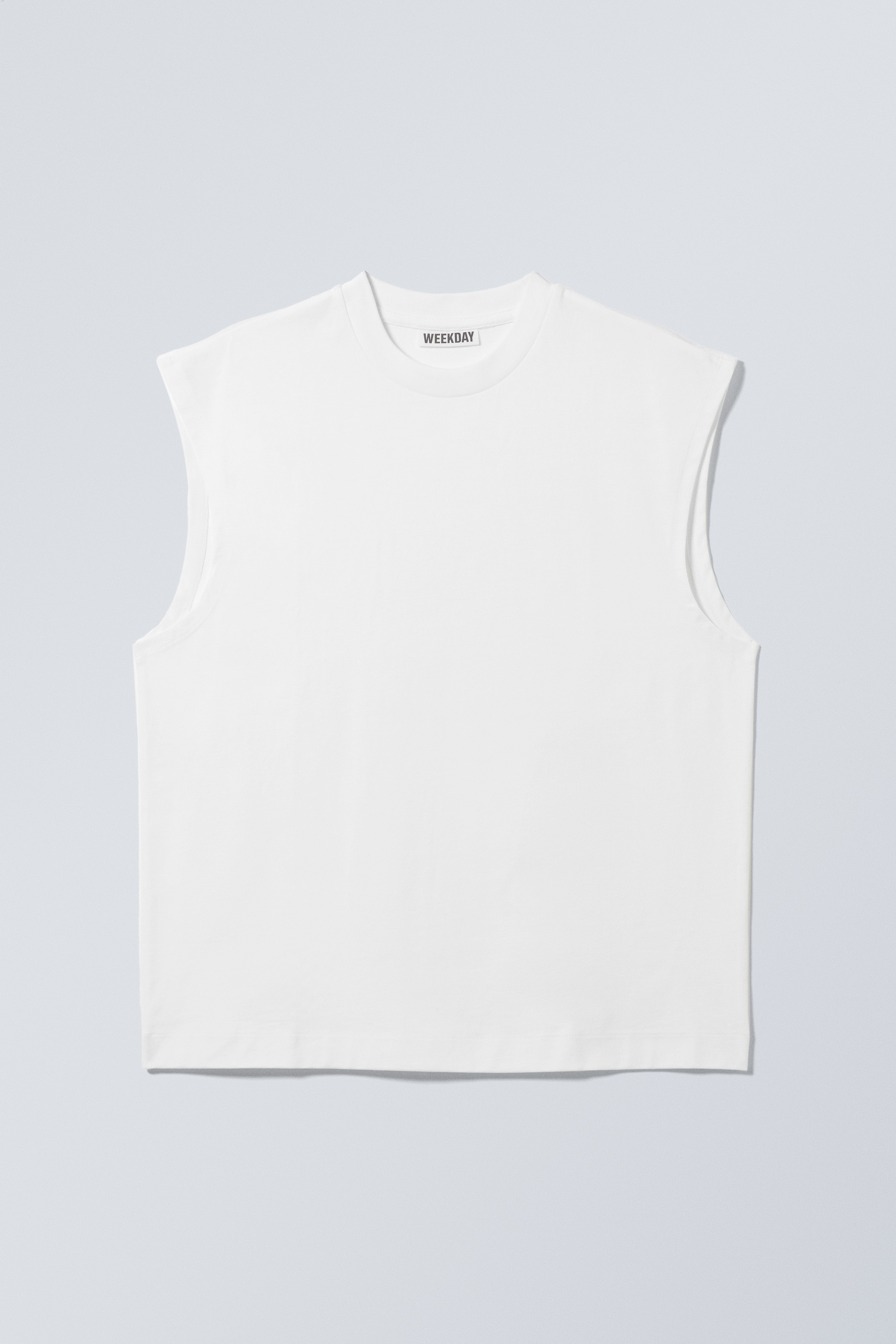 Kwadratowy bawełniany top bez rękawów Loose Fit - Biały/Czarny