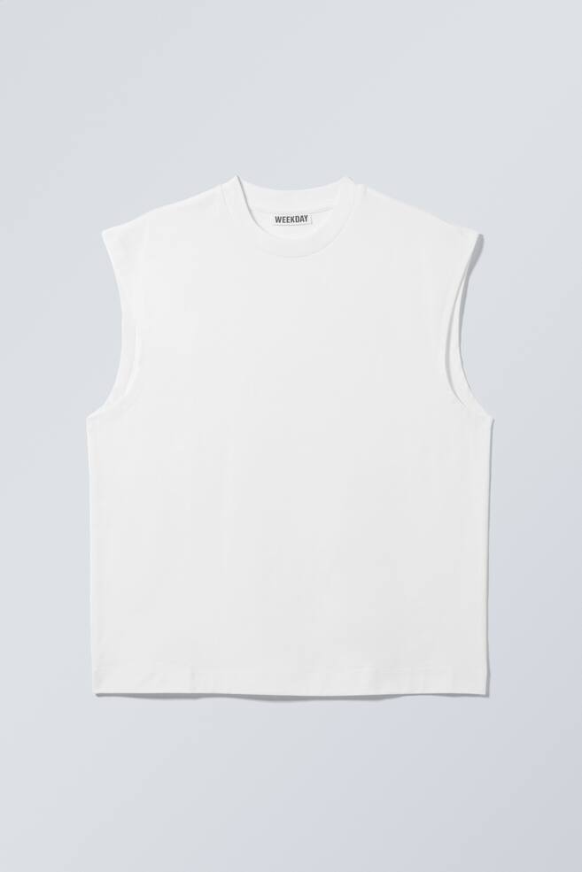 Lockeres, quadratisches Baumwoll-Tanktop - Weiß/Schwarz - 1