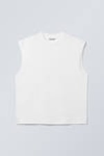 White - Loose Fit Square Cotton Tank Top - 4