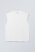 White - Loose Fit Square Cotton Tank Top - 6