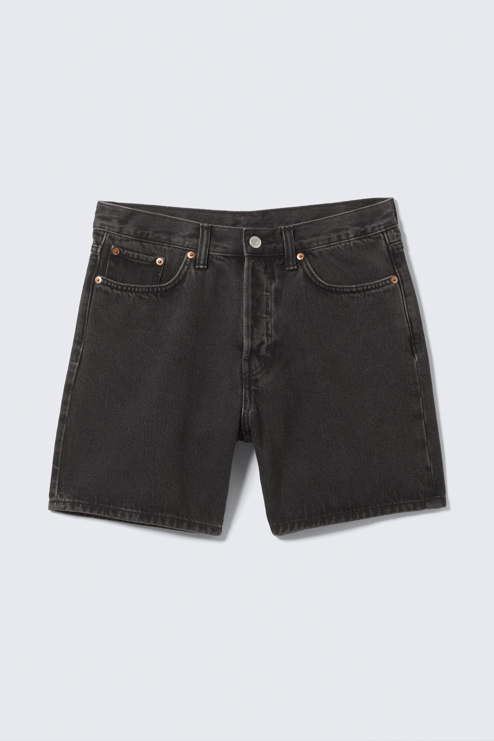 space relaxed mid-thigh denim shorts - Tuned Black - Black