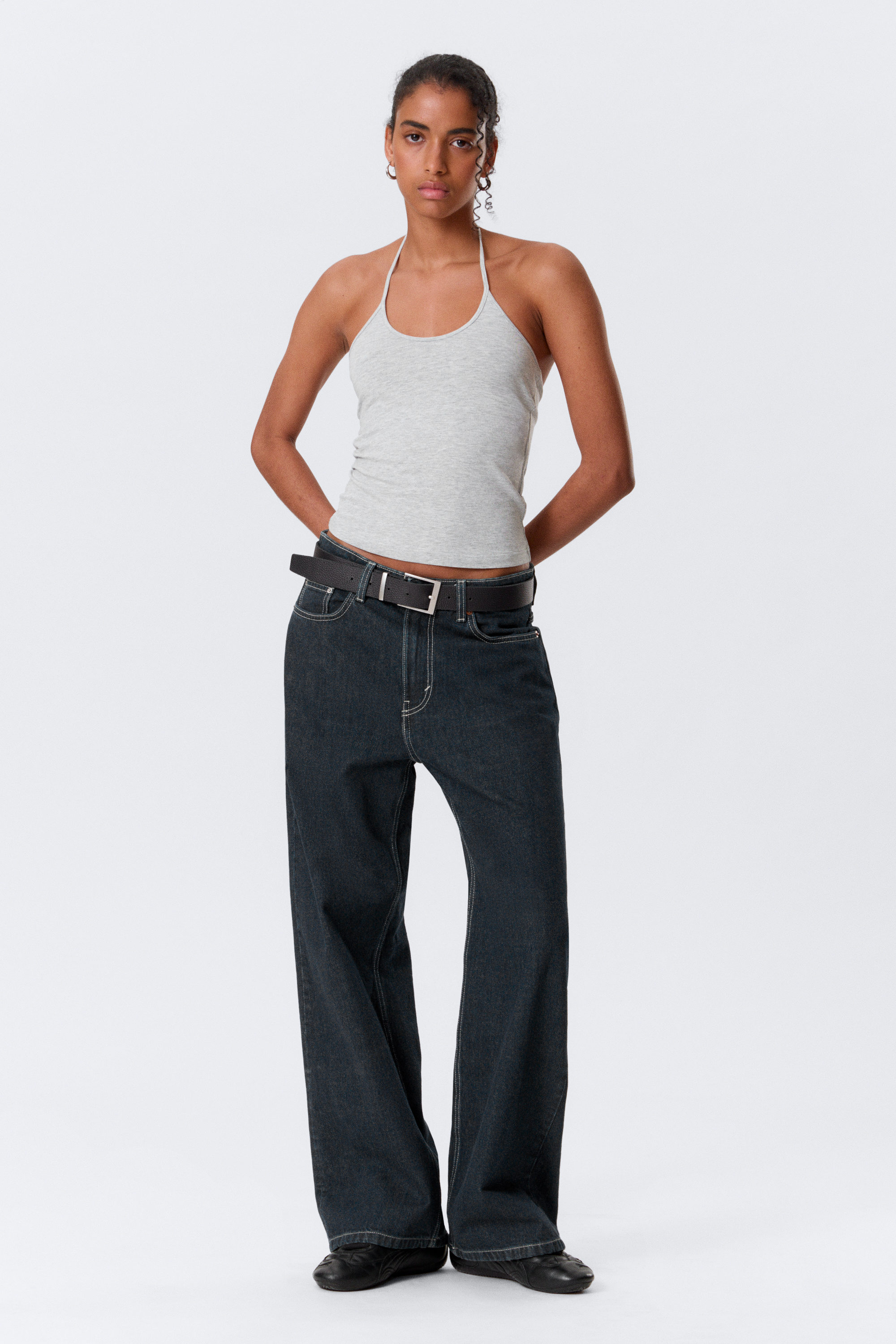 missy low rise loose straight jeans - Blue Rinse - Dark Blue