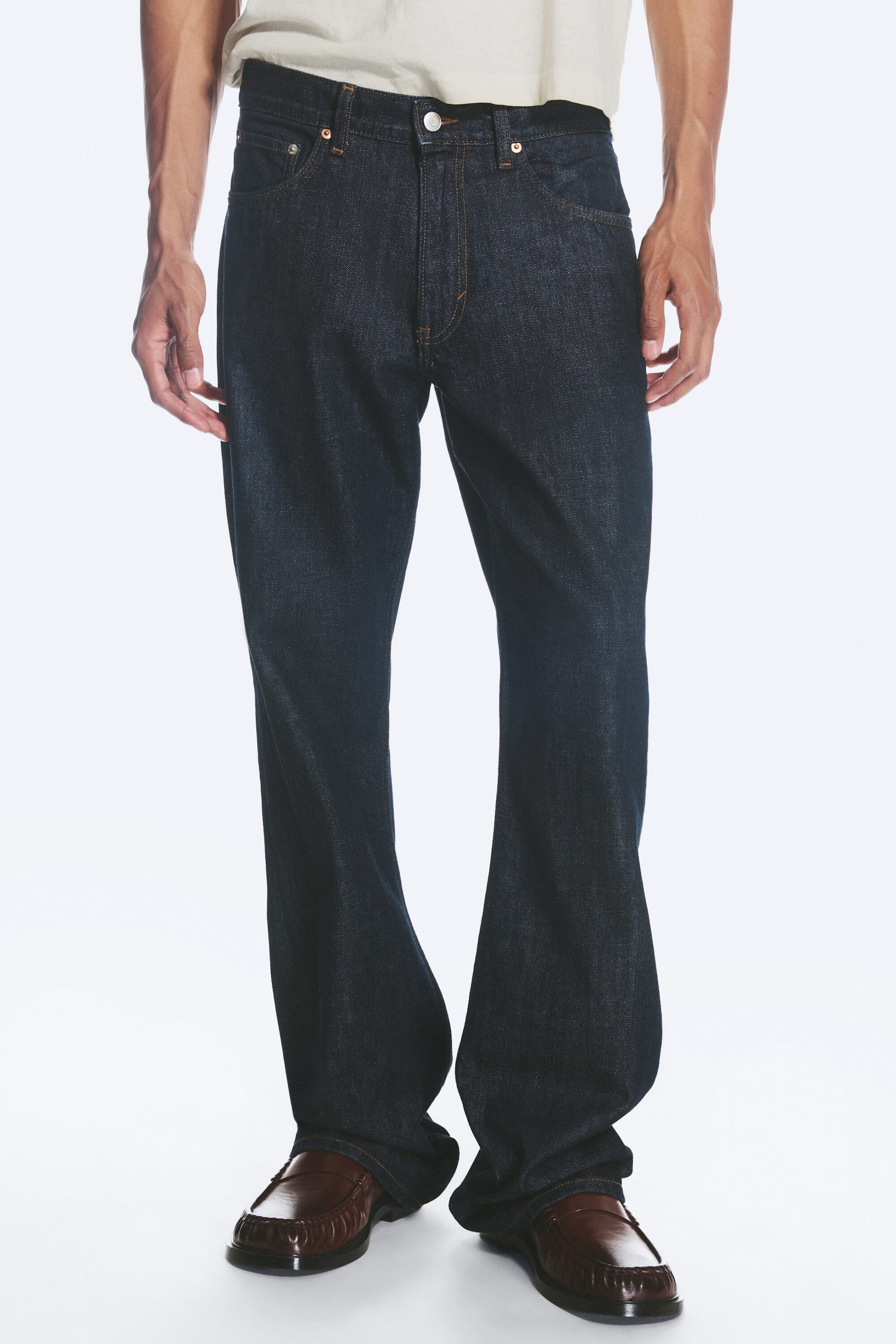 Blue Rinse - Dark Blue - Mercury Mid Rise Relaxed Bootcut Jeans - 2