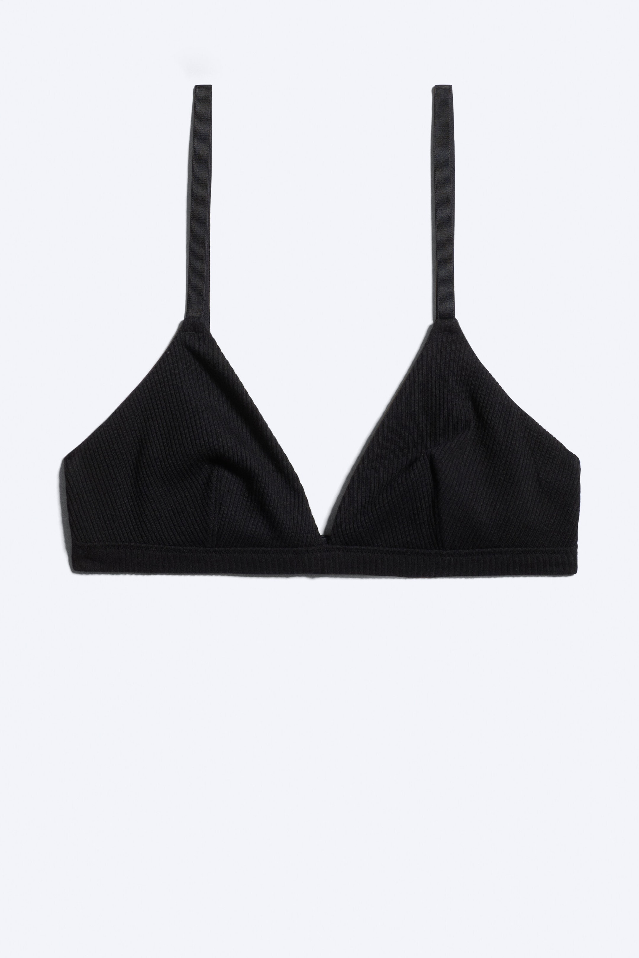 Svart - Minimal ribbad mjuk triangel-BH - 1