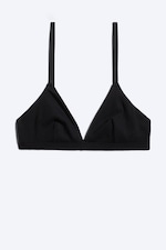 Schwarz - Minimalistischer, gerippter Soft-Triangel-BH - 0