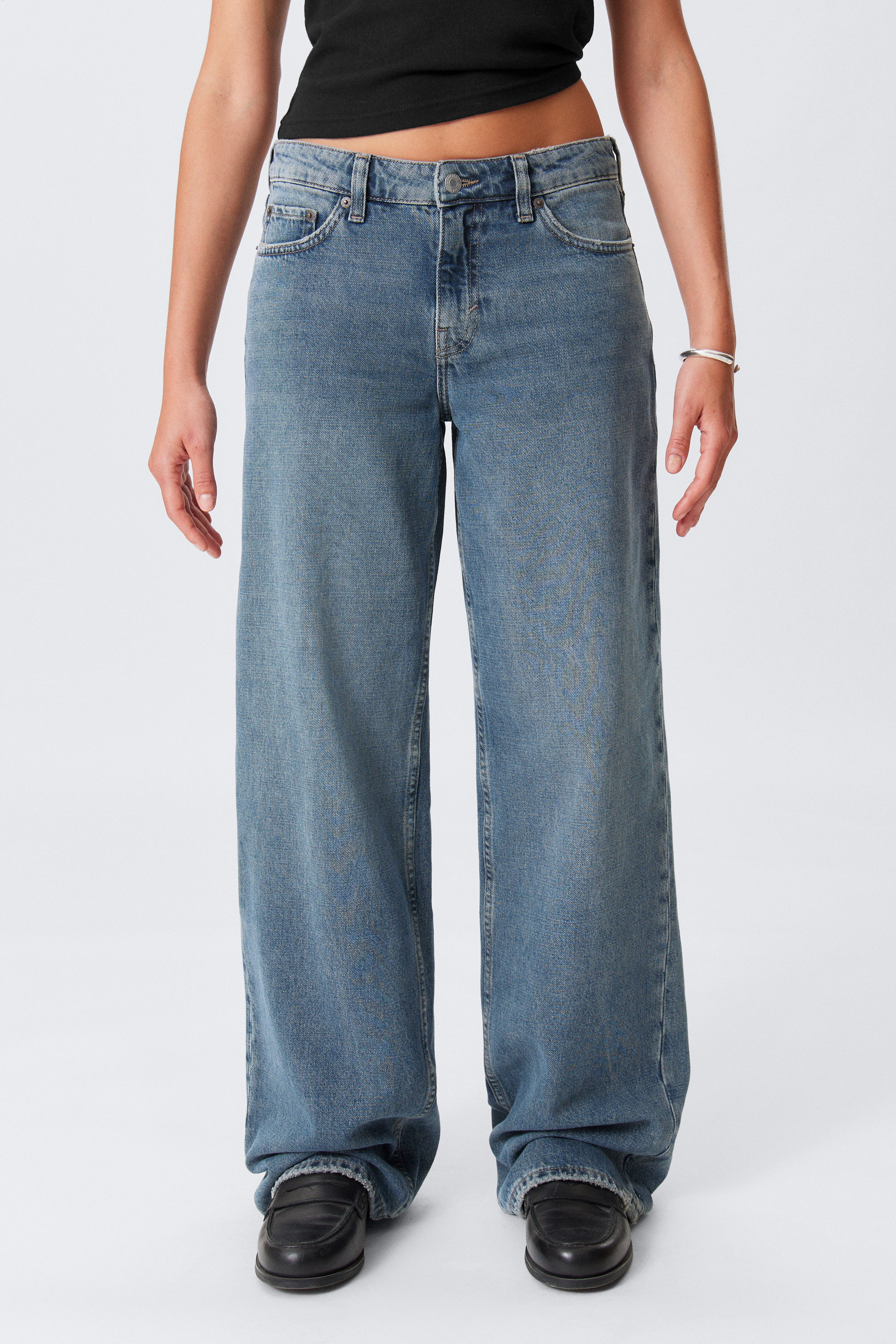 Kite Blue - Mittelblau - Ample Low Waist Loose Wide Leg Jeans - 2