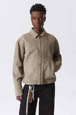 Staubiges Maulwurfsgrau - Lockere, verwaschene Utility-Jacke - 0