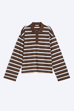 Striped Brown/Blue - Langärmliges Poloshirt aus Baumwolle - 3