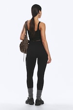 Schwarz - Sporttights mit hohem Bund - 2